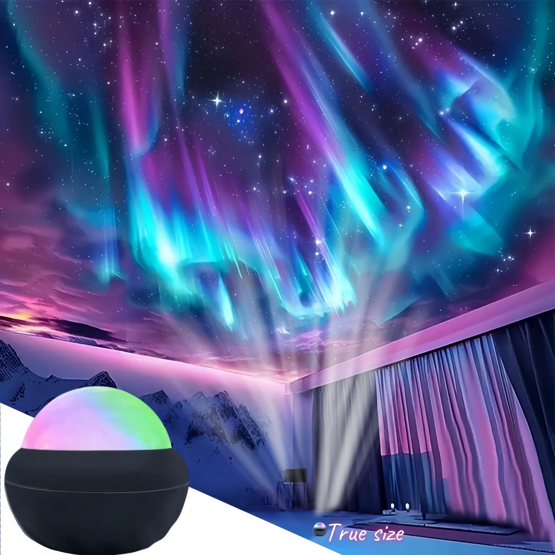 Luz de proyección de estrellas LED transfronteriza mini aurora boreal luz de atmósfera agua ondulada galaxia espiral nube luz de noche