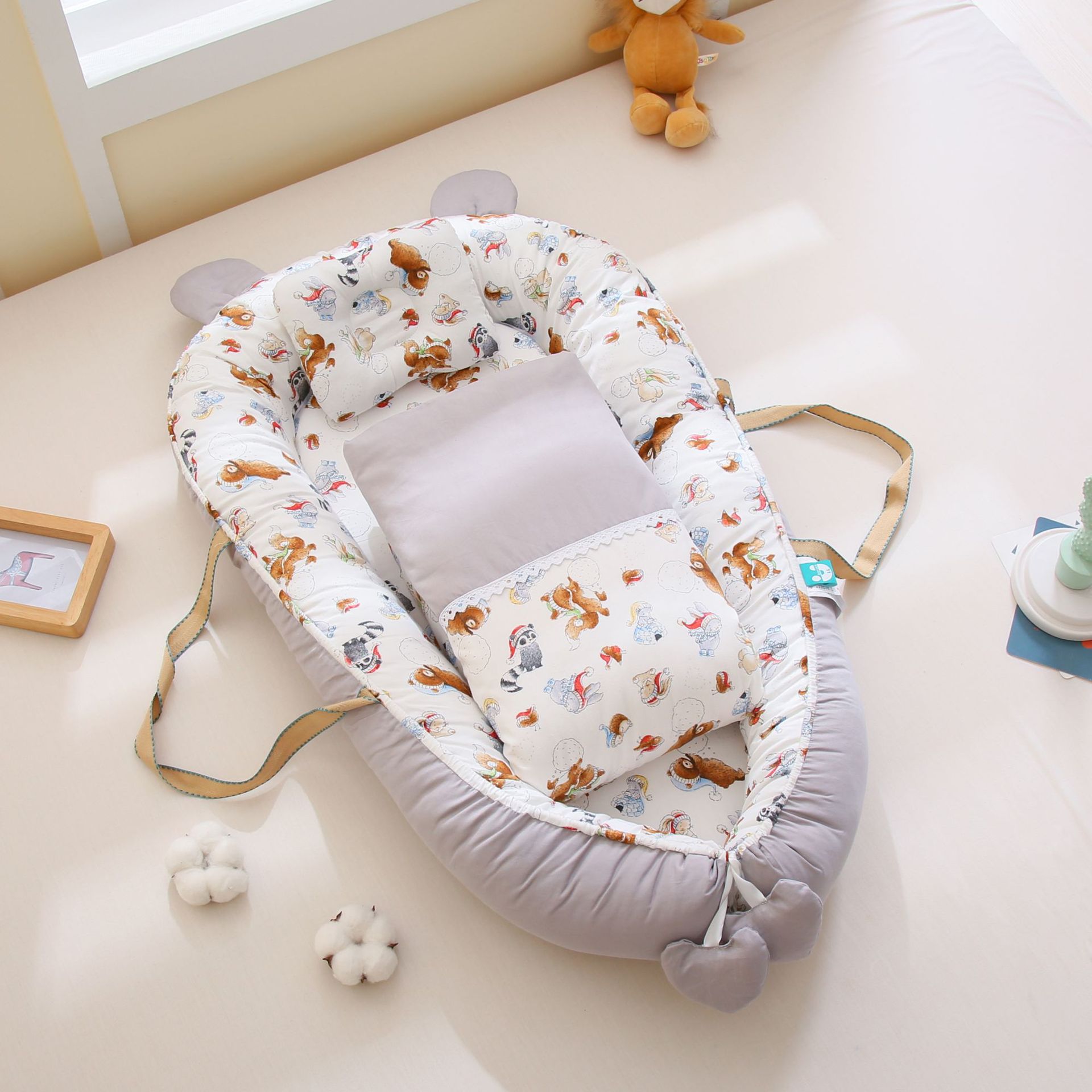 Cama portátil cama media cuna bebé móvil recién nacido pequeña cama biónica anti-escupir leche cama anti-presión