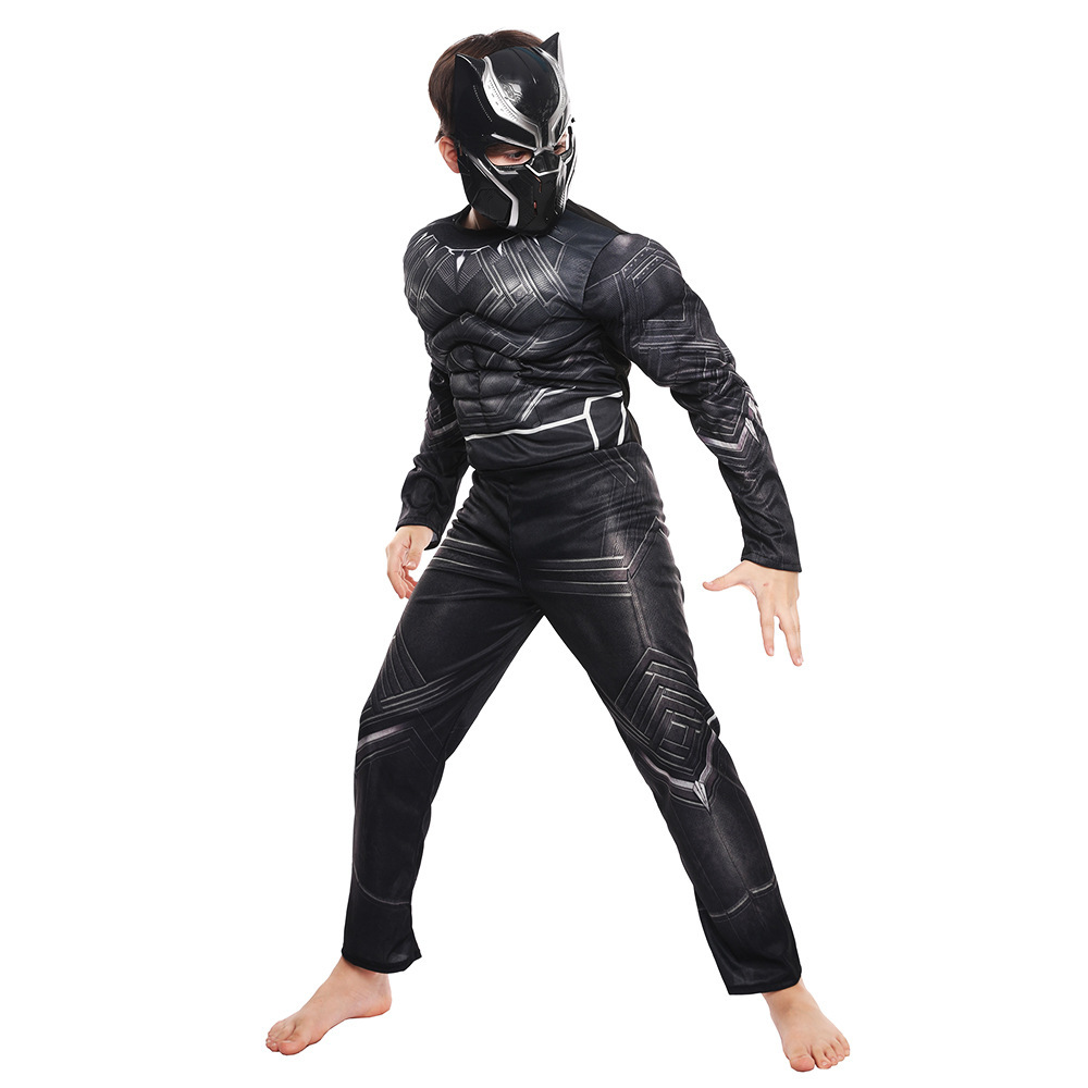 黑豹服裝cosplay復仇者聯盟 面具兒童舞會派對連體緊身衣節日裝扮