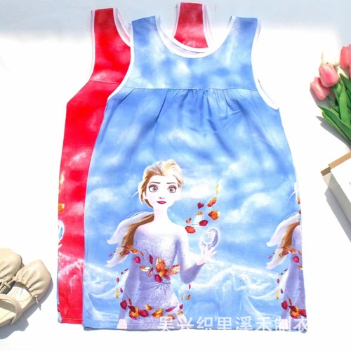 Children princess dress princess summer cotton gauze skirt cotton slip dress with backless top and sleepwear