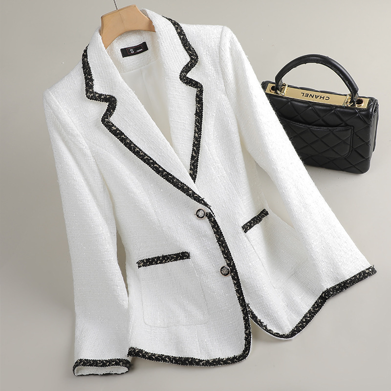 White Chanel Style Suit Jacket Women's 2025 New Elegant Goddess Fan Tweed Popular Suit Top This Year
