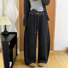 2025秋冬欧款加绒撞色香蕉裤韩系时尚休闲运动宽松时尚百搭弯刀裤