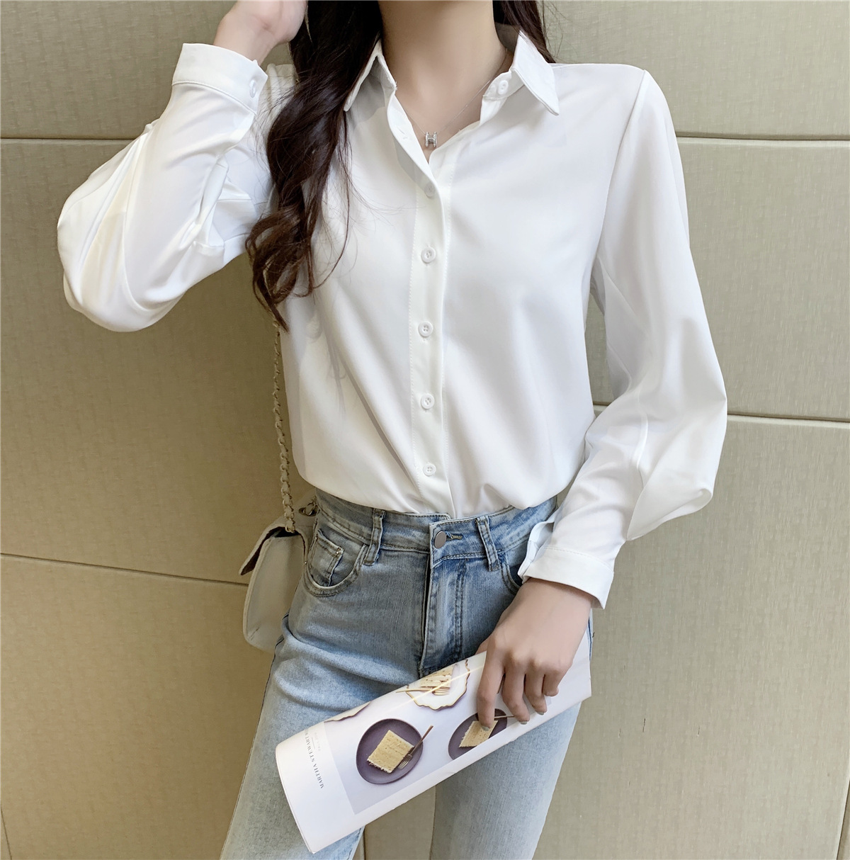 temperament lantern sleeve chiffon shirt Nihaostyles wholesale clothing vendor NSFYF76639