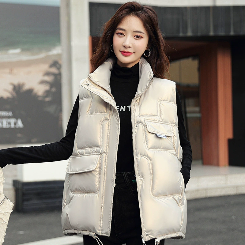 Корейский удобный пуховый хлопковый жилет, женский осенне-зимний новый короткий Свободный жилет, жилет, одежда, пальто для внешней торговли