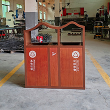 瑞意祥和 创意款户外旅游景区分类垃圾桶 不锈钢仿木纹复古垃圾箱