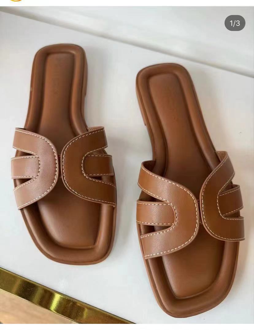 Sandali bassi donna punta quadrata ciabatte eleganti e casual_voghion.com