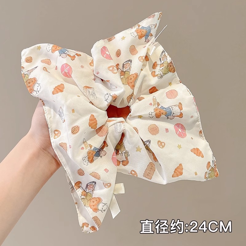 Anillo de pelo de intestino grueso súper grande coreano para mujer 2025 nuevo estilo de alta gama cordón de pelo de encaje plisado temperamento dulce cuerda de cabeza de flor