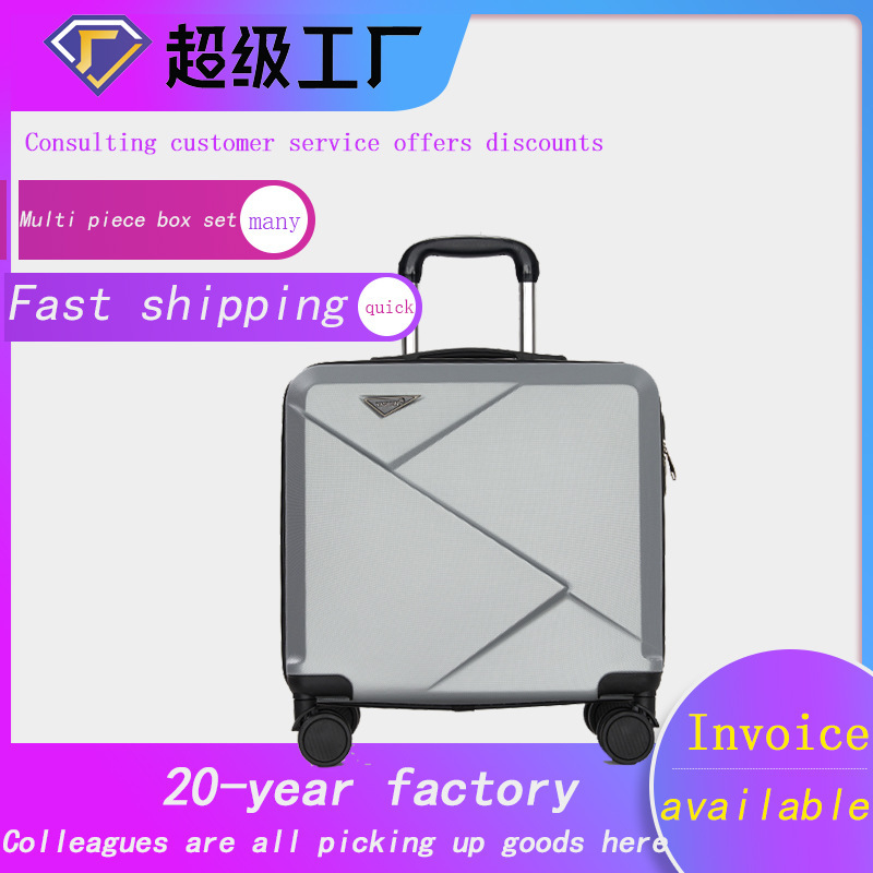 Luggage Suitcase with Password Lock, Large Capacity Trolley Case, 18inch Carry-On Travel Suitcase, Logo Printed Pc Hard Shell Three-Piece Set