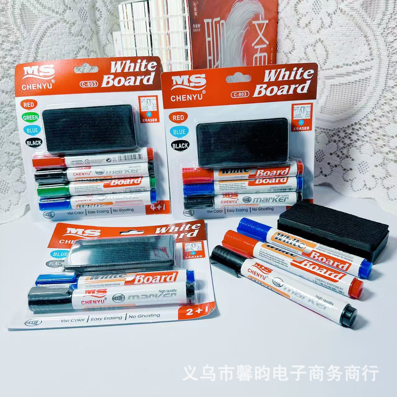 Bolígrafo borrable de pizarra con conjunto de bolígrafo flotante de pizarra borrable de escritorio 3 + 1 comercio exterior mejores ventas