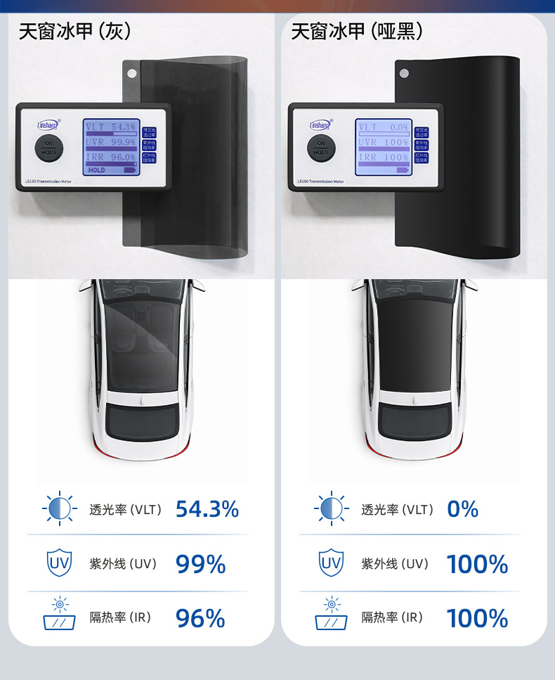 Factory Direct Sales Tpu Sunroof Ice Armor Blue Crystal Black Crystal Silver-Coated High Insulation Car Window and Roof Film