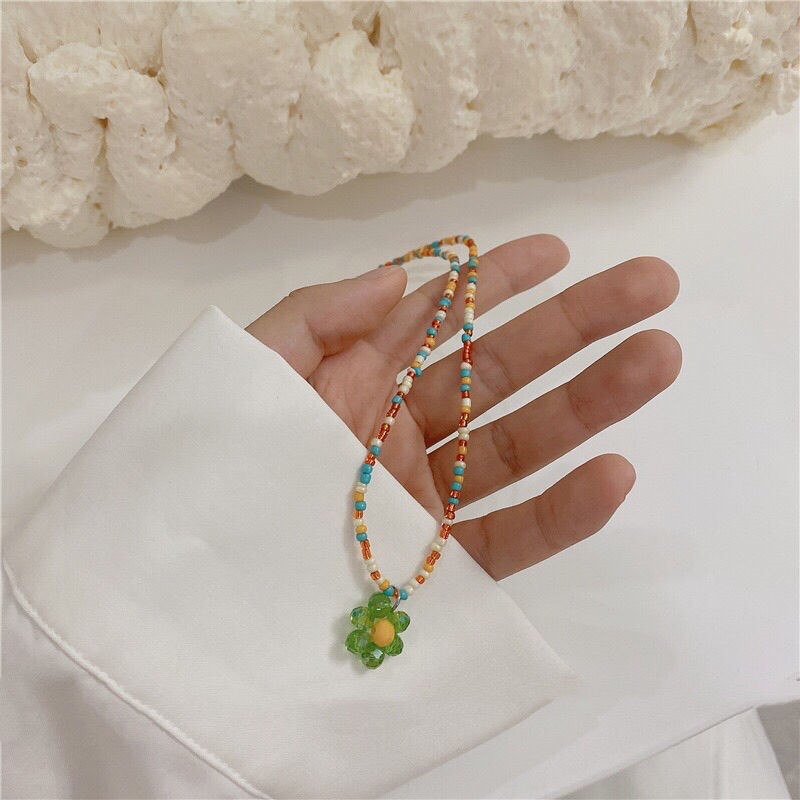 Wholesale Jewelry Simple Style Classic Style Flower Artificial Crystal Glass Beaded Pendant Necklace display picture 2