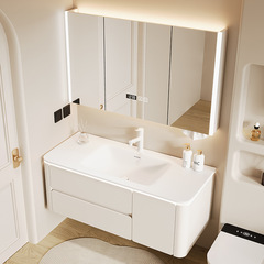 奶油風浴室櫃進口可麗耐一體盆衛生間洗手盆櫃組合洗臉盆櫃洗漱台