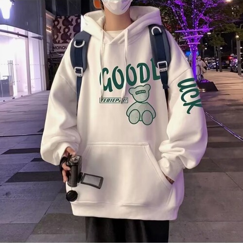 2024 Men's Autumn/Winter New Arrival Hooded Sweatshirt, Trendy Brand American-Style Fleece-Lined Couple's Jacket, Loose-Fit Top