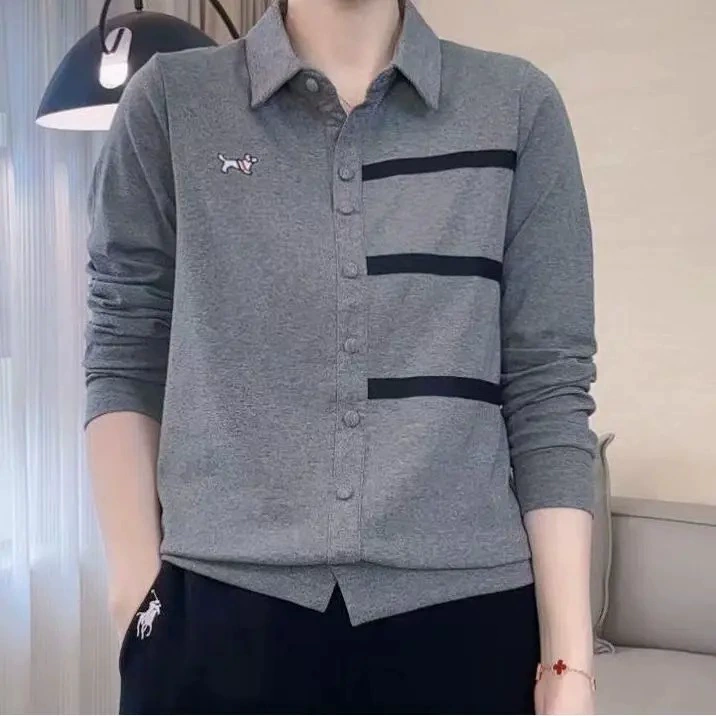 2025 Весенний и Осенний темперамент тонкий, обычный тонкий тонкий с длинными рукавами, тонкая женская рубашка, очень простой POLO воротник