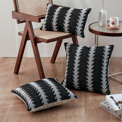 黑白森林系列美式風沙發床頭抱枕套簡約客廳會議腰枕色織提花靠墊