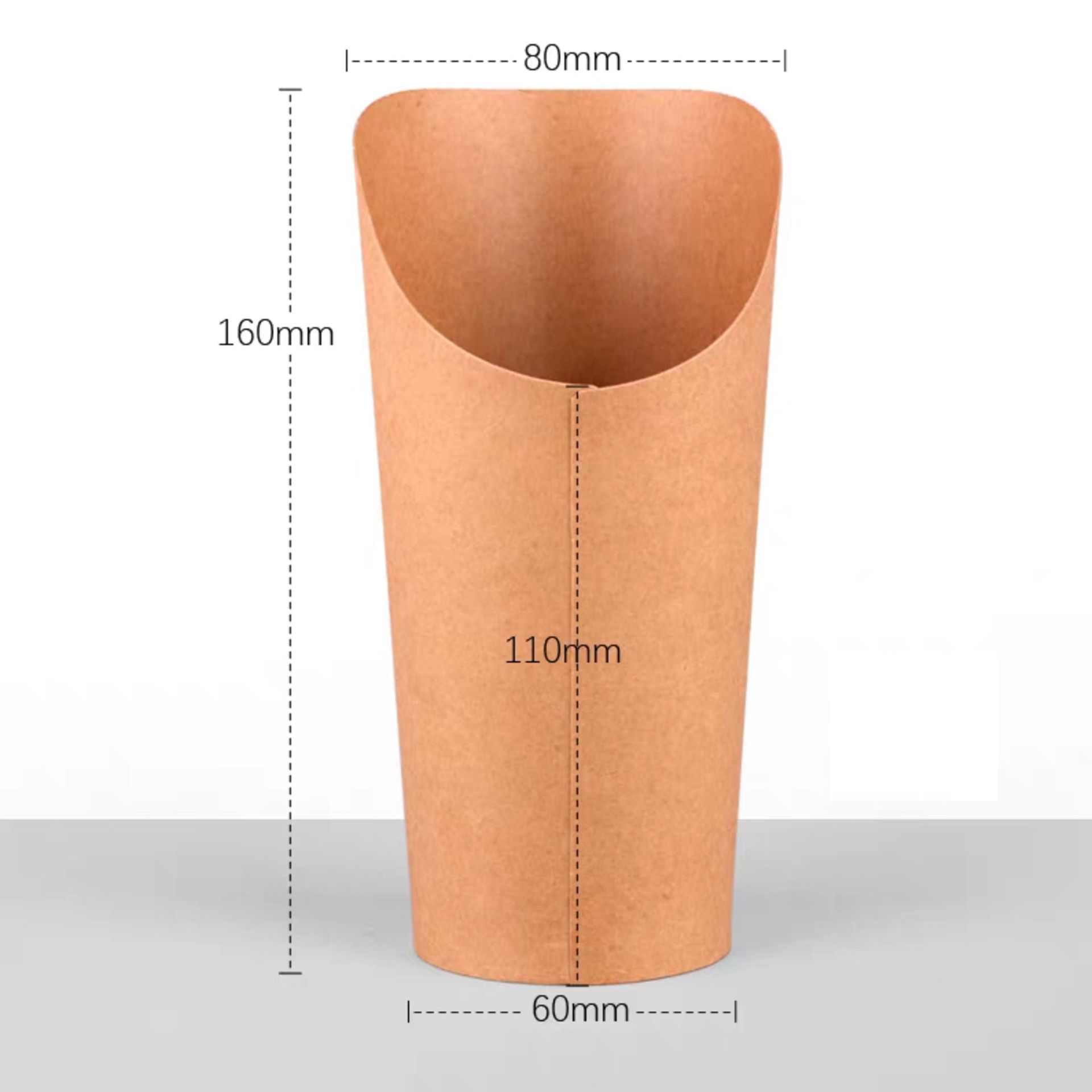 Papel Kraft huevo biselado taza de papel engrosada papas fritas Taza taza de helado Papel Kraft taza biselada comida rápida taza de fideos