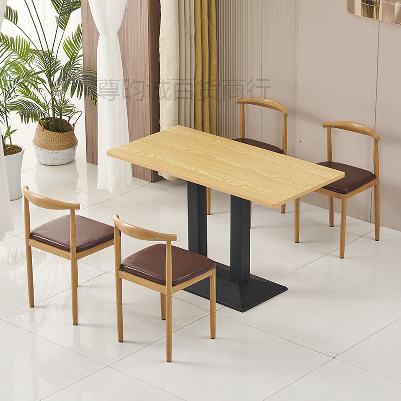 Snack Noodle Shop Barbecue Breakfast Catering Fast Food Table and Chair Combination Milk Tea Dessert Shop Restaurant Table Commercial Economical