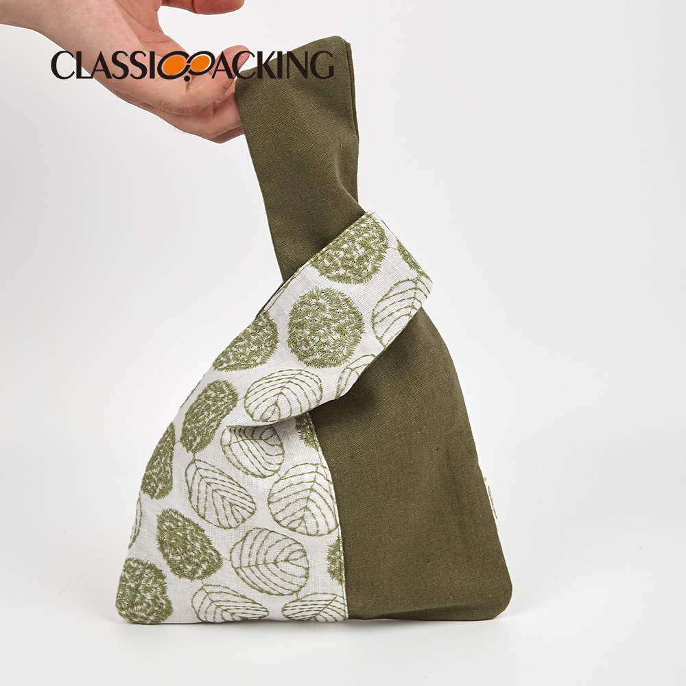 Bolso de mano japonés estilo ins para mujer bolso de almacenamiento de material de lona simple mini bolso bento de viaje con logotipo