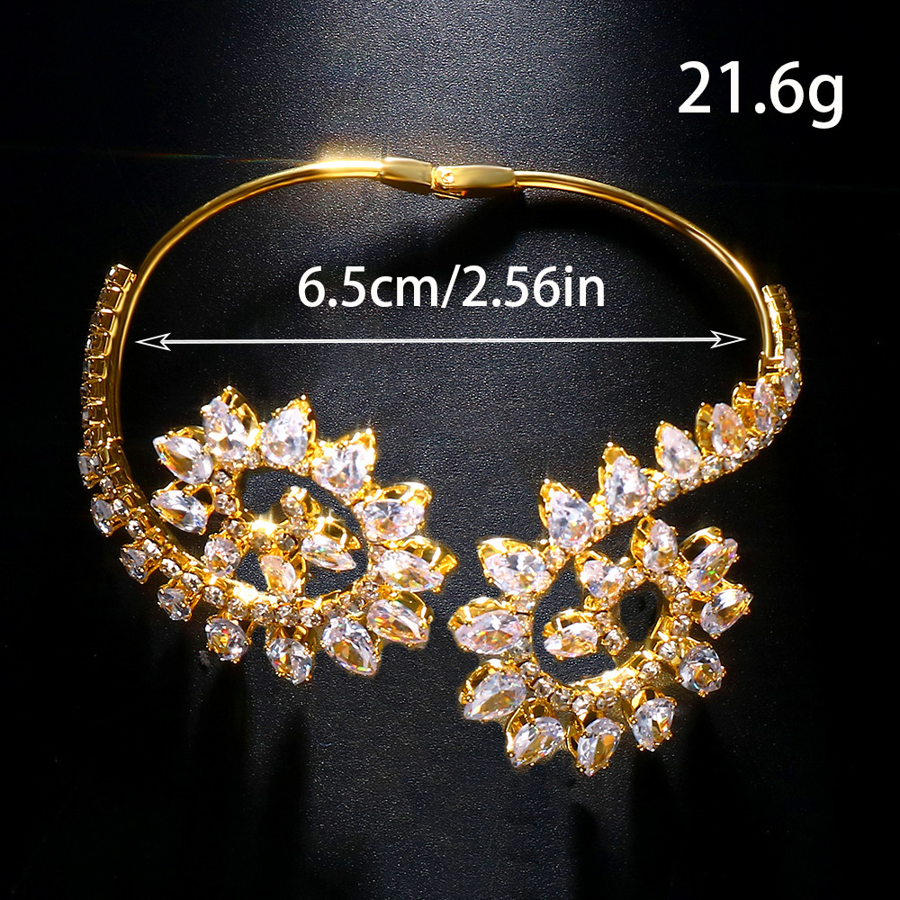 Cruz-frontera retro gota de agua pulsera abierta Mujer con incrustaciones de circón pulsera europea y americana nicho nupcial accesorios pulsera