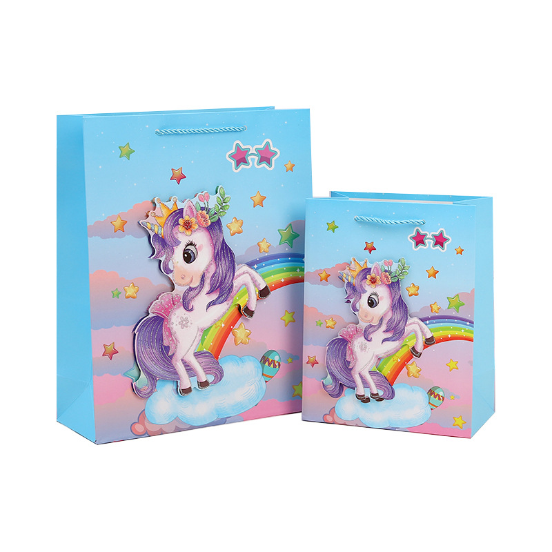 Nueva serie de dibujos animados bolsas de regalo 3D comercio exterior transfronterizo bolsa de tarjeta blanca supermercado tienda de regalos bolsa de papel al por mayor