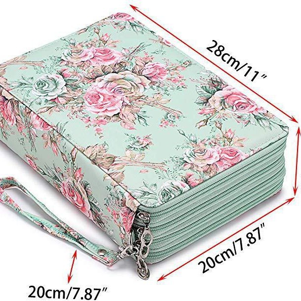 Amazon nueva gran capacidad PU bolsas de lápiz bolsas de papelería estudiantes 200 agujeros bolsas de pintura de arte bolsas de arte