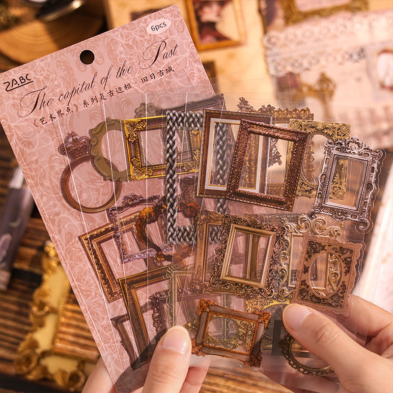 Arte punto pet transparente pegatinas de campana impermeable DIY material de borde retro foto decoración pegatinas retro