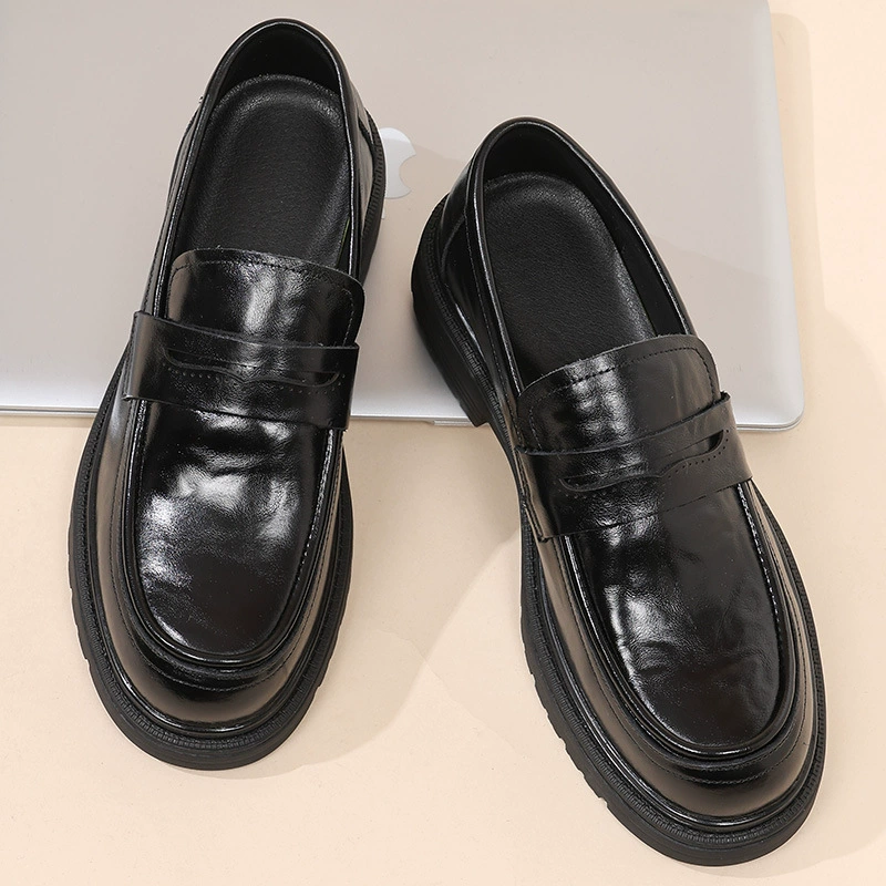 Осенние новые мужские повседневные кожаные туфли из первосортной телячьей кожи, высококачественные мужские туфли из натуральной кожи на толстой подошве, мужская обувь.