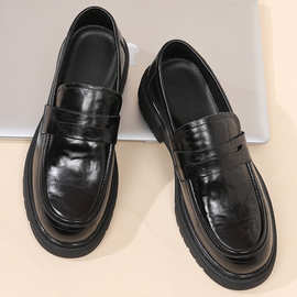 头层牛皮秋季新款男士商务休闲皮鞋高端真皮男款厚底单鞋男鞋鞋子