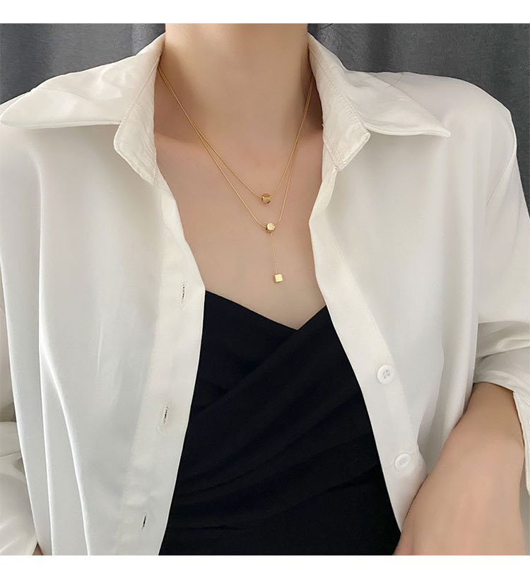 Simple Style Geometric Titanium Steel Polishing Layered Necklaces 1 Piece