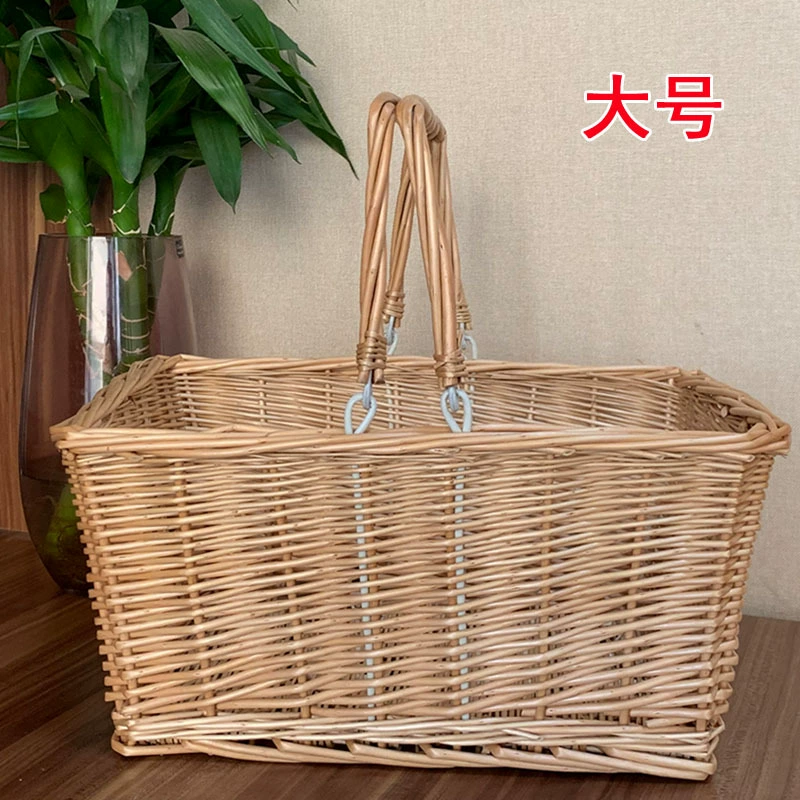 Корзина из ротанга для хранения цветов, корзина для покупок, корзина из ротанга, объёмная корзина зеленая для пикника