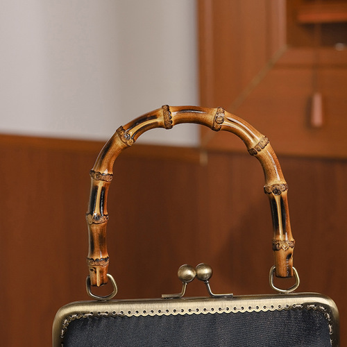 Black embroidered handbag, antique cheongsam banquet clutch, bamboo handle embroidered small square bag