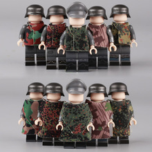 MOC二战德军士兵人仔迷彩吉利伪装服军事武器穿戴配件小颗粒积木