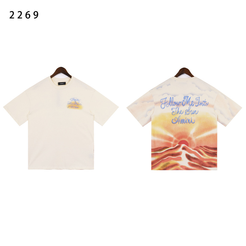 貿易クロスAm新文字クラシックプリント半袖男女同型カップルTシャツiri夏高iri製品タイプ|undefined