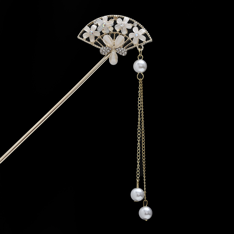 Rosa azul y blanco rhinestone flor horquilla mujeres de alto grado paso sacudida borla rizador de pelo horquilla estilo antiguo hanfu accesorios para el cabello otoño