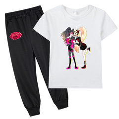 2024新款夏季動漫上衣卡通男女童短袖T恤+長褲套裝跨境速賣通外貿