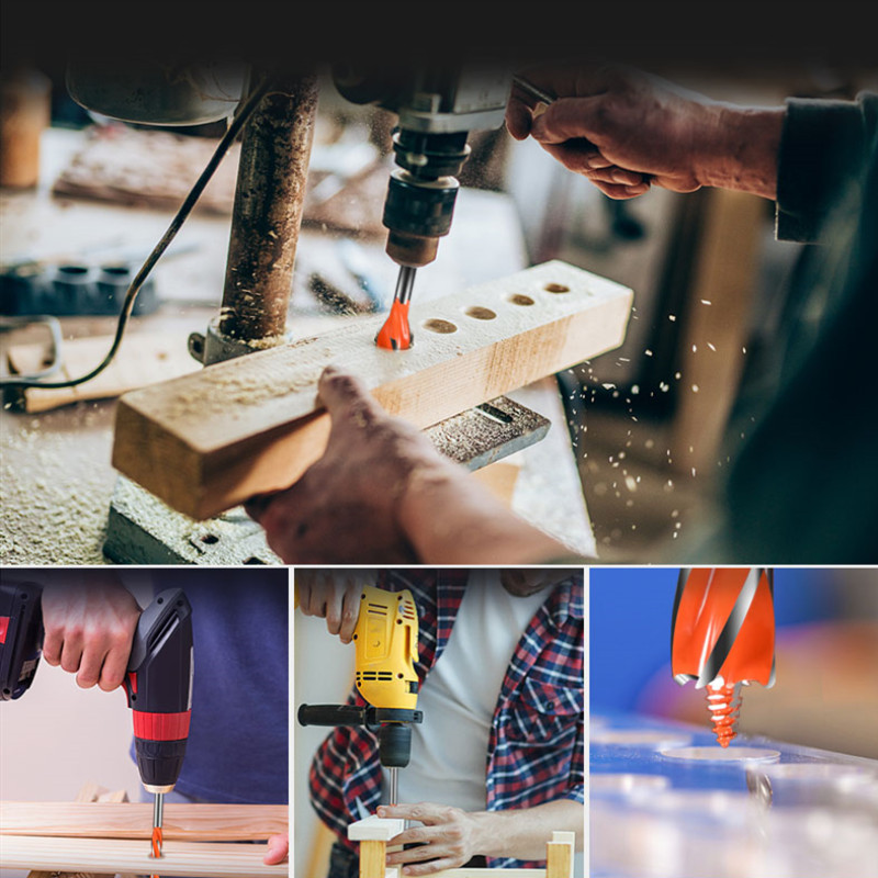 Woodworking drill bit, four-slot four-edged woodworking drill bit, door lock hole opener, door lock reaming drill bit, twist drill bit