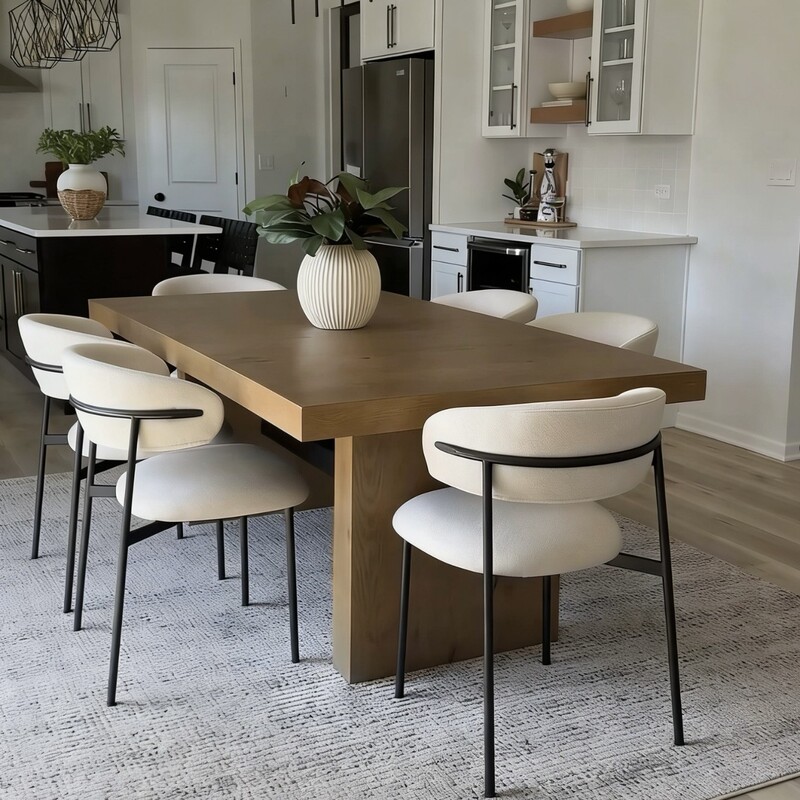 【Yawang Factory】Rectangular Solid Wood Dining Table, Light Luxury and Simple Style, Thickened Tabletop for Multiple People, Home Dining Table 【Yawang Factory】Rectangular Solid Wood Dining Table, Light Luxury and Simple Style, Thickened Tabletop for Multiple People, Home Dining Table