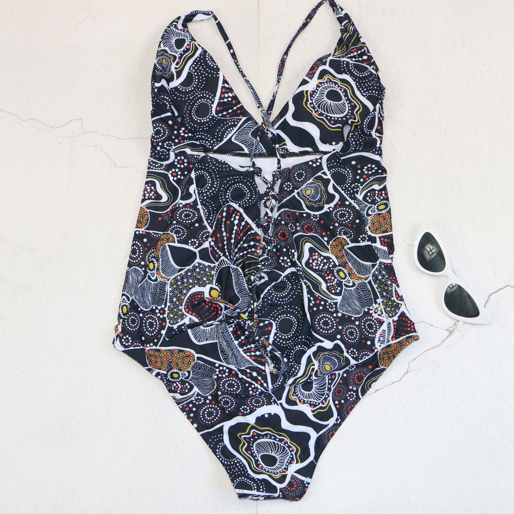 new ladies onepiece swimsuit European and American sexy printed swimwearpicture1