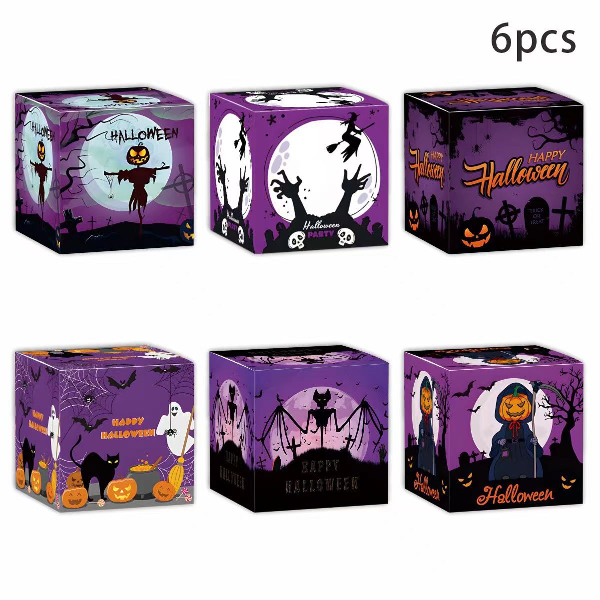 Κουτί με μπομπονιέρες για κέρασμα ή κέρασμα για το Halloween, διακόσμηση πάρτι, χάρτινο κουτί, διακόσμηση δείπνου, κουτί με μπομπονιέρες_voghion.com