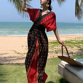 云南新疆旅游穿搭女装沙漠异域民族风连衣裙夏大码沙滩裙海边度假