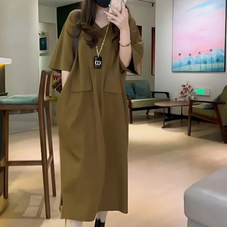 High-end European-made dress 2023 plus size Women's Ladies Goddess Style Elegant Western Style Loose Slim Dress