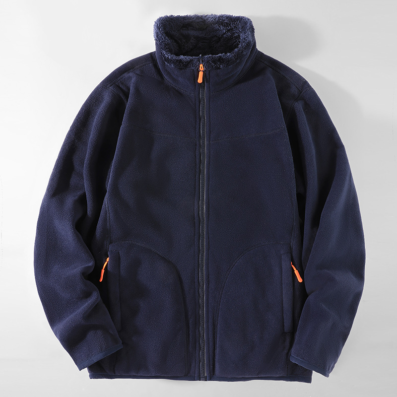 Doble cara para uso de pareja al aire libre chaqueta de terciopelo para hombres y mujeres otoño y invierno más terciopelo grueso abrigo de terciopelo de coral cálido chaqueta de terciopelo de grano agitado