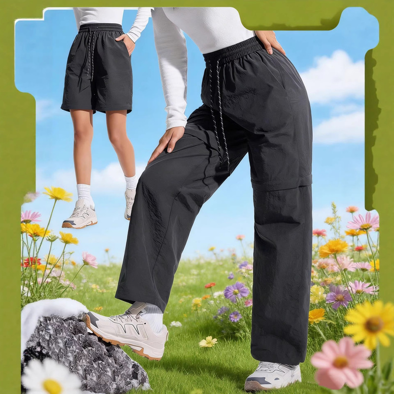 Cross-Border Women's Casual Waterproof Pants, Outdoor Casual Hiking Pants, Detachable at the Thigh to Convert into Shorts