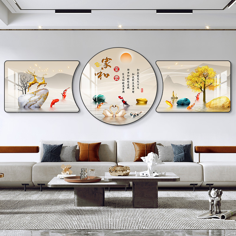 Sofa Background Wall Hanging Painting with Good Meaning, Modern Simple Accessible Luxury Landscape Painting, New High-End and Atmospheric Living Room Decoration Painting Sofa Background Wall Hanging Painting with Good Meaning, Modern Simple Accessible Luxury Landscape Painting, New High-End and Atmospheric Living Room Decoration Painting