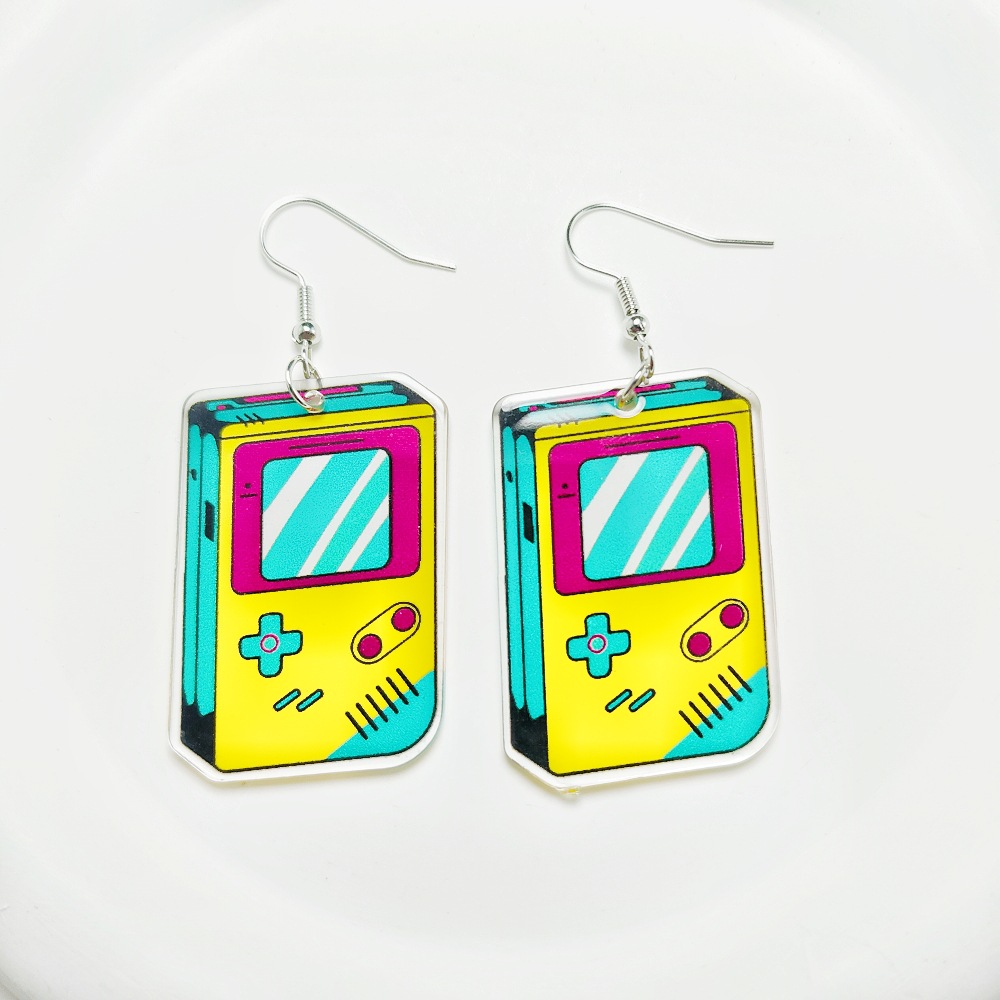 14g Weight Iron Ear Needle Material Drop Earrings Classification 1 Pair Quantity Holiday, Daily Occasion Acrylic Material Printing, Color Block, Rubik'S Cube Pattern Women's Gender Stoving Varnish Design Novelty Style 1 Pair Novelty Printing Color Block Rubik'S Cube Stoving Varnish Arylic Drop Earrings 5