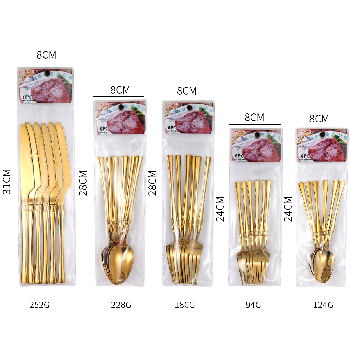 Cross-border Amazon 1010 stainless steel tableware 6-piece set gift box set steak knife fork spoon tableware wholesale