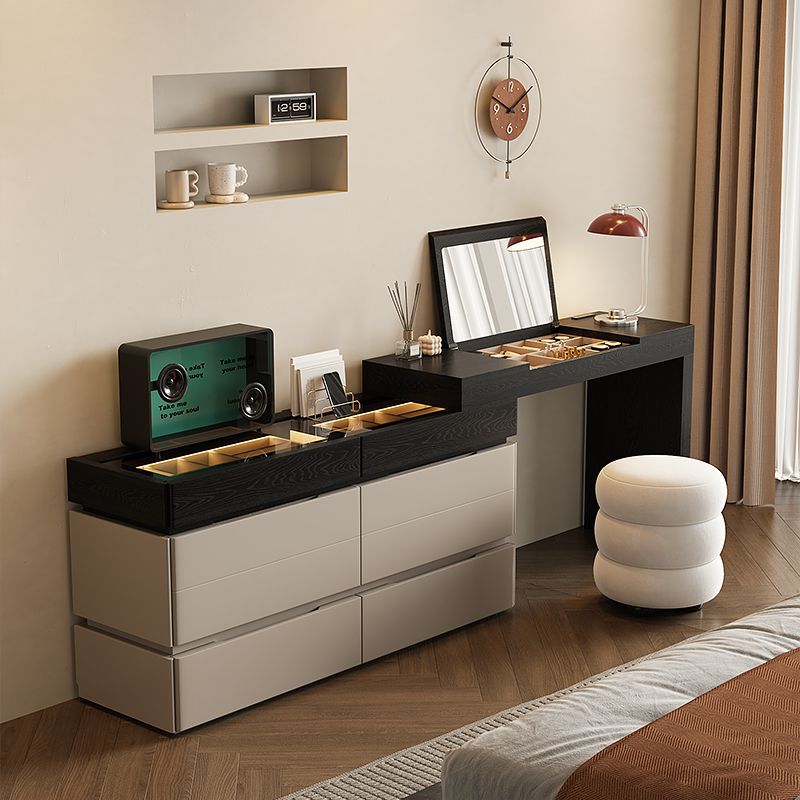 Italian Minimalist Dressing Table and Cupboard Integrated Modern Minimalist Bedroom Bedside Dressing Table Storage Cabinet Desk High-End