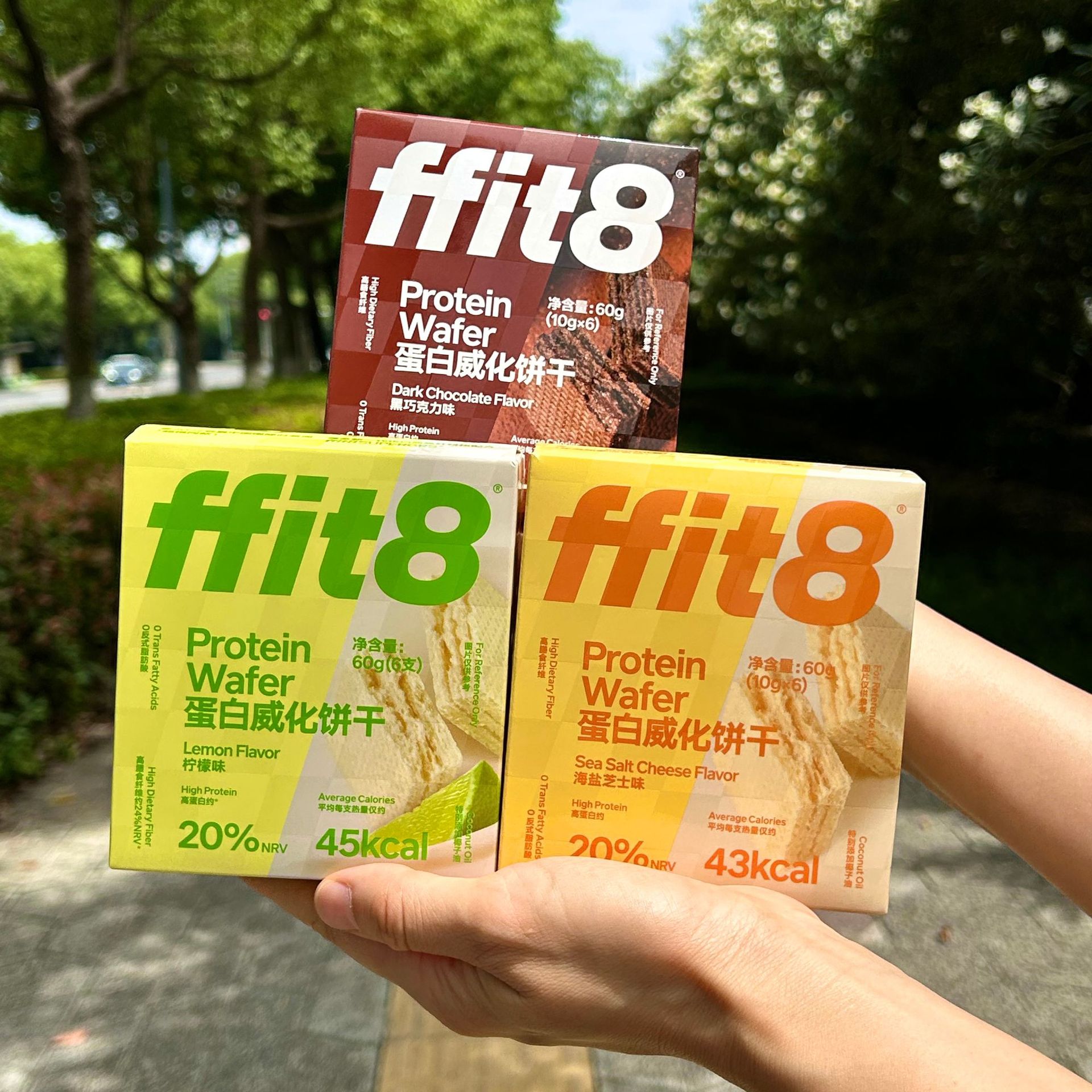 包邮ffit8蛋白威化饼干巧克力味60g富含膳食纤维休闲零食批发