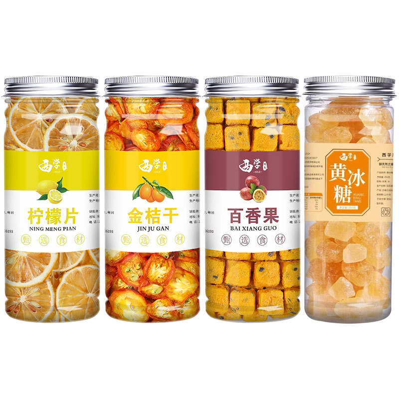 말린 레몬 + 패션프루트 + 말린 금귤 + 노란 암석 설탕