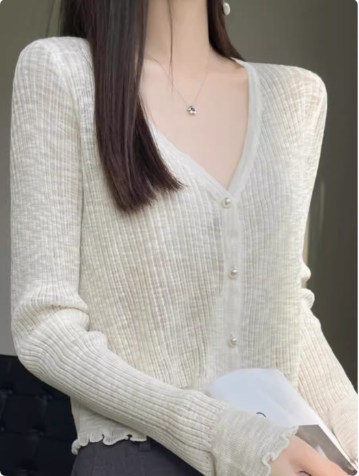 アイスニットのカーディガン女性の薄いコートのショールの短いタイプの外でスカートの日焼け止めのシャツの夏の上着のブラウスを合わせます。